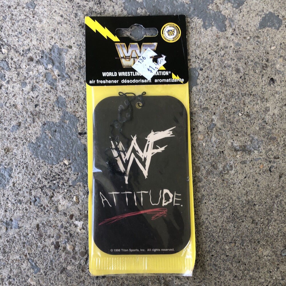 WWF BANNED Scratch Logo CAR Air Freshener 1998 Just Great WWE Attitude Wrestling